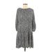 H&M Casual Dress - Mini High Neck 3/4 sleeves: Gray Dresses - Women's Size Medium