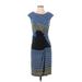 Muse Casual Dress - Sheath: Blue Graphic Dresses - Women's Size 4