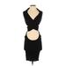 Karen Millen Cocktail Dress - Bodycon Plunge Sleeveless: Black Print Dresses - Women's Size X-Small