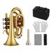 Andoer Brass Mini Pocket Trumpet Bb Flat Wind Instrument with Mouthpiece Gloves Cleaning Cloth Carrying Case