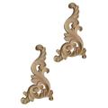 Wood carved onlay 2pcs Wood Carved Onlay Wood Carving Appliques Furniture Door Solid Wood Decal