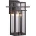 HTYSUPPLY Boxwood Collection 1-Light Clear Seeded Glass Outdoor Large Wall Lantern Light Antique Bronze 16.50x9.00x9.00