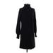J.Crew Casual Dress - Sweater Dress Turtleneck Long sleeves: Black Print Dresses - Women's Size X-Small