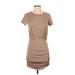 n Crew Neck Short sleeves:Philanthropy Casual Dress - Bodycon Crew Neck Short sleeves: Brown Print Dresses - Women's Size Small