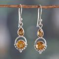 'Two-Carat Faceted Pear and Round Citrine Dangle Earrings'
