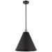 Ballston Cone 16" Wide Black Antique Brass Pendant With Matte Black Sh