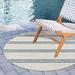 Rugs.com Jill Zarin Outdoor Collection Rug â€“ 6 7 Round Ivory Flatweave Rug Perfect For Kitchens Dining Rooms