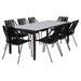 Pemberly Row Modern 9PC Fabric Outdoor Dining Set in Brown/Black