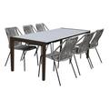 Pemberly Row Modern 7PC Fabric Outdoor Dining Set in Brown/Gray
