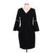 Calvin Klein Casual Dress - Sheath V Neck 3/4 sleeves: Black Solid Dresses - Women's Size 10