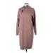 Primark Casual Dress - Sweater Dress Collared 3/4 sleeves: Tan Print Dresses - Women's Size Medium