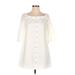 Abercrombie & Fitch Casual Dress - Mini Boatneck 3/4 sleeves: White Print Dresses - New - Women's Size X-Small