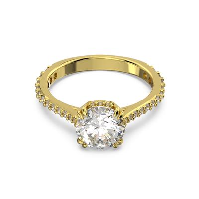 Fingerring SWAROVSKI "Stilla Round Cocktailring" Gr. 52, gold (gelbgoldfarben, kristallweiß, kristallweiß), Fingerringe, Damen, 52, Metall, mit Swarovski Kristall Image