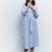 Zara Dresses | New Zara Blue Belt Shirt Dress | Color: Blue/White | Size: Xs