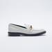 Zara Shoes | Nwt. Zara White Low Heel Chain Loafers With Gold Chain Detail. Size 7,5. | Color: Black/White | Size: 7.5