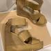 Michael Kors Shoes | Michael Kors Rare Collie Platform Patent Leather Suede Strappy Wedge Sandal | Color: Cream/Tan | Size: 6