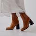 Free People Shoes | Free People 100% Leather Tan Chunky Heel Booties | Color: Brown/Tan | Size: 6.5