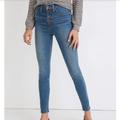 Madewell Jeans | Madewell 10" High-Rise Skinny Jeans Button-Front 25 Petite Pockets | Color: Blue | Size: 25p