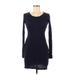 James Perse Casual Dress - Sweater Dress: Blue Dresses - Women's Size Large