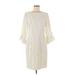 Karl Lagerfeld Paris Casual Dress - Sheath Crew Neck 3/4 sleeves: Ivory Stripes Dresses - Women's Size 6