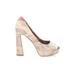 Sam Edelman Heels: Slip-on Platform Cocktail Party Ivory Snake Print Shoes - Women's Size 6 - Peep Toe