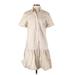 Donna Morgan Casual Dress - DropWaist Collared Short sleeves: Ivory Solid Dresses - Women's Size 4