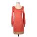 Gap Casual Dress - Sweater Dress Scoop Neck Long sleeves: Red Color Block Dresses - Women's Size Small