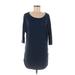 Express One Eleven Casual Dress - Shift Scoop Neck 3/4 sleeves: Blue Solid Dresses - Women's Size Medium