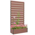 Outsunny Garden Planter with Trellis for Climbing Plants, Vines, Flowers, Freestanding Raised Bed for Garden, Outdoor, Patio, Planter Box with Drainage Gap, Light Brown