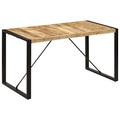 Cikonielf Industrial Rectangular Dining Table in Solid Mango Wood 140 x 70 x 75 cm Rectangular Kitchen Table with Metal Legs
