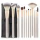 MGWYE 12pcs Makeup Brushes Set Large Loose Powder High Gloss Eyeshadow Foundation (Color : Svart, Size : 12pcs)