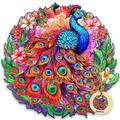 DEPLEE Wooden Puzzles for Adults Strong Peacock Wooden Jigsaw Puzzles Unique Shape Wooden Animal Puzzle Creative Challenge for Adults, Family, Friend|150-180 Pcs– 11.6x11.6 in|Medium