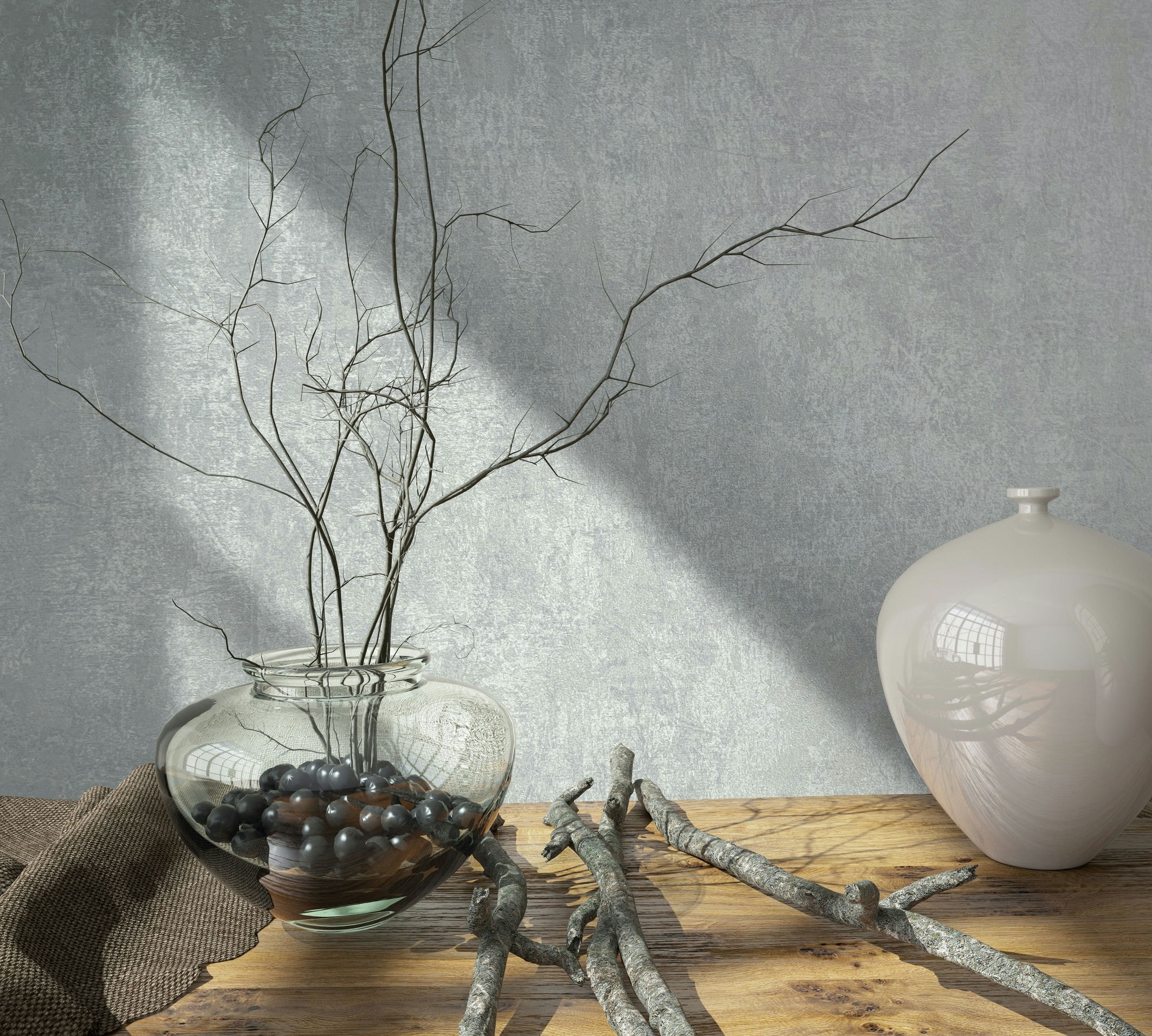 Vliestapete MARBURG "Elegant Elements", blau (graublau), B:0,53m L:10,05m, Vlies, Tapeten, moderne Tapete für Wohnzimmer Schlafzimmer Küche