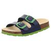 Pantolette SUPERFIT "Hausschuh WMS: Mittel", Kinder, Gr. 34, blau (blau, grün), Lederimitat, unifarben, casual, Schuhe, Schlappen, Hausschuh mit Schnallen, Größenschablone zum Download