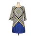Banana Republic Casual Dress - A-Line: Blue Chevron/Herringbone Dresses - Women's Size 6