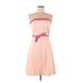 Robin Jordan Casual Dress - Mini Strapless Sleeveless: Pink Print Dresses - Women's Size 10