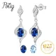 Potiy-Boucles d'oreilles pendantes saphir bleu pour femme topaze bleu ciel naturel argent regardé