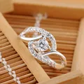Bagues de fiançailles brillantes en argent regardé 925 pour femmes matiques en diamant bijoux