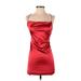 Fashion Nova Cocktail Dress - Bodycon Square Sleeveless: Red Solid Dresses - Women's Size Small