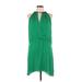 Parker Casual Dress - Mini Plunge Sleeveless: Green Print Dresses - Women's Size Large