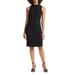 Foldover Neck Crepe Sheath Dress