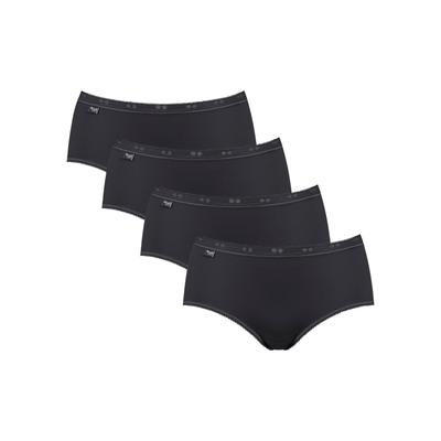 Slip SLOGGI "Basic+ Midi 4P", Damen, Gr. 38, schwarz, Single Jersey, Obermaterial: 95% Baumwolle, 5% Elasthan, unifarben