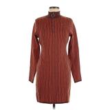 Another Girl Casual Dress - Sweater Dress Turtleneck Long Sleeve: Orange Stripes Dresses - Women's Size 8