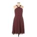Banana Republic Factory Store Casual Dress - A-Line Halter Sleeveless: Burgundy Dresses - Women's Size 6