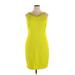 Worthington Cocktail Dress - Sheath Crew Neck Sleeveless: Yellow Solid Dresses - Women's Size 16