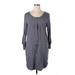 Gap Outlet Casual Dress - Shirtdress Scoop Neck 3/4 sleeves: Gray Print Dresses - Women's Size X-Large