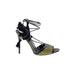 Trafaluc by Zara Heels: Yellow Print Shoes - Women's Size 38 - Open Toe