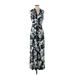 White House Black Market Casual Dress V-Neck Sleeveless: Black Print Dresses - Women's Size X-Small