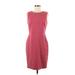 Ann Taylor LOFT Casual Dress - Party Crew Neck Sleeveless: Burgundy Print Dresses - Women's Size 6