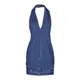 Moschino , Denim Short Dress with V-Neck and Open Back ,Blue female, Sizes: S, M, L